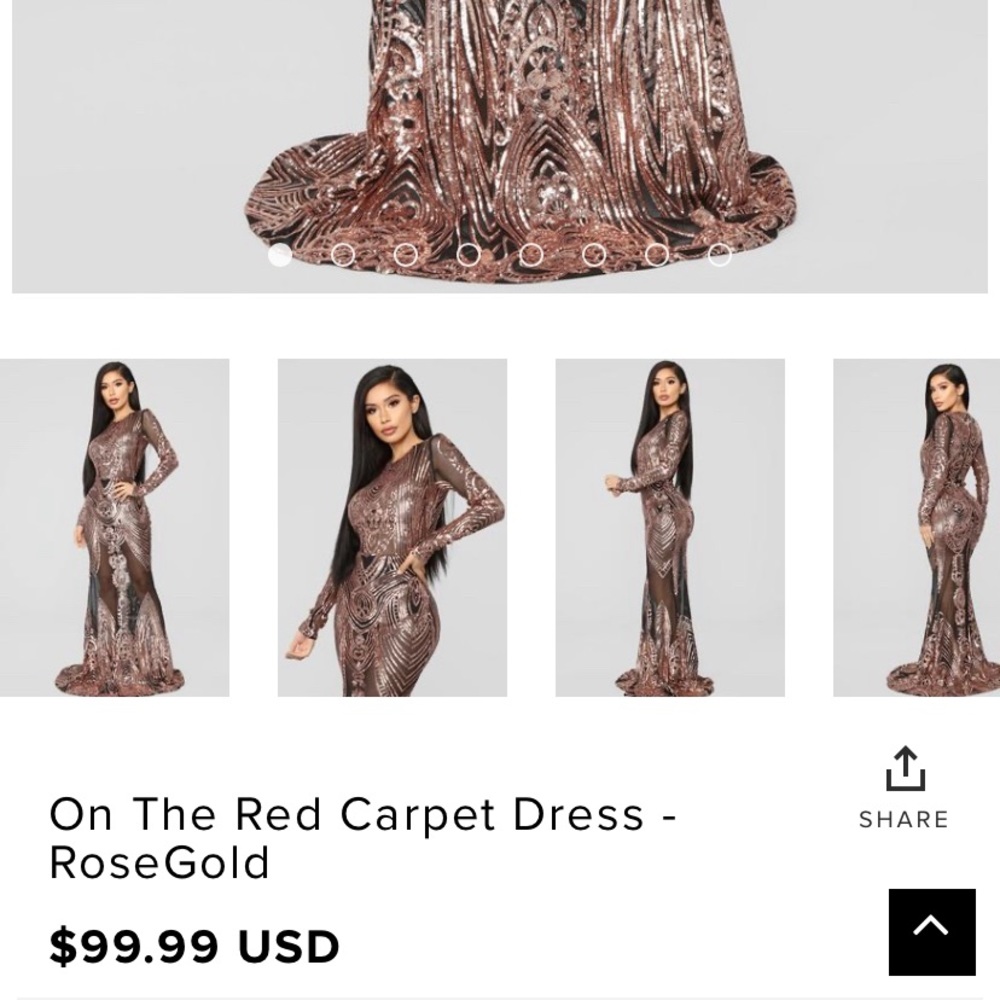 Rose Gold Sequin Long Evening Dress